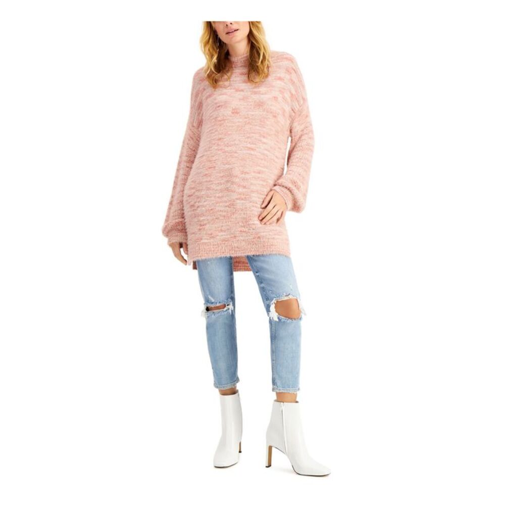 NWT SUN+ MOON Womens Pink Pouf Tunic Sweater L